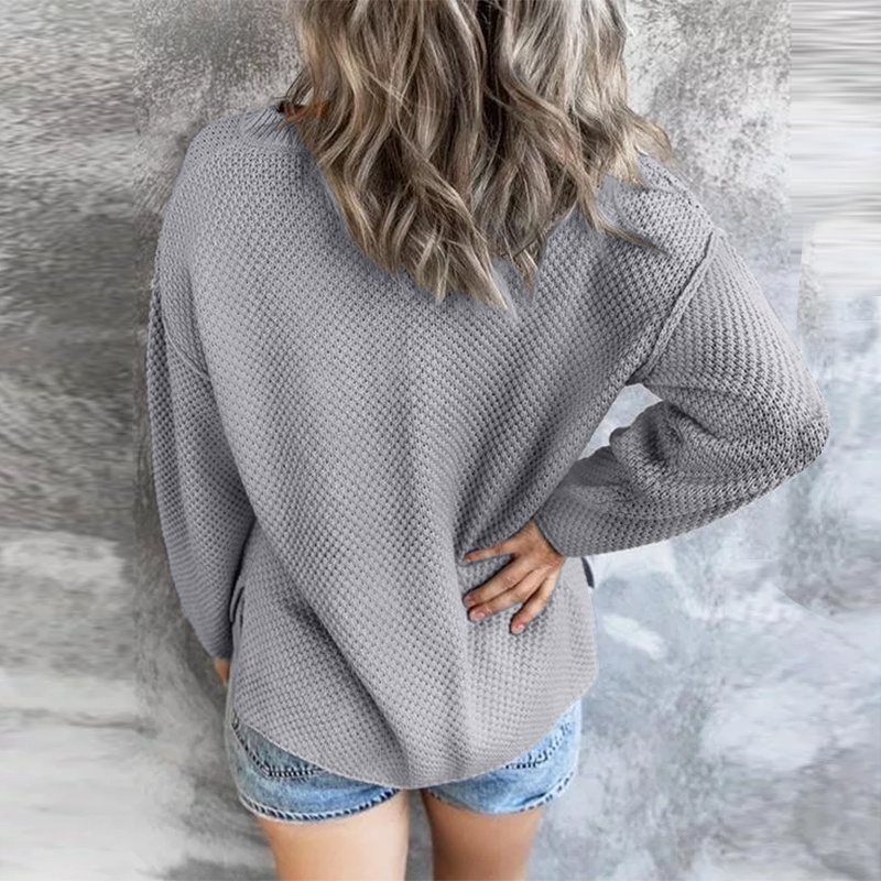 Áo ZANZEA tay dài cổ tròn màu trơn cho nữ