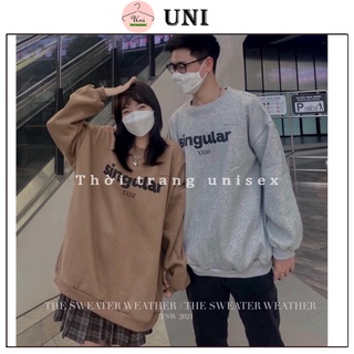 Áo sweater nam nữ dáng rộng unisex họa tiết chữ SINGULAR