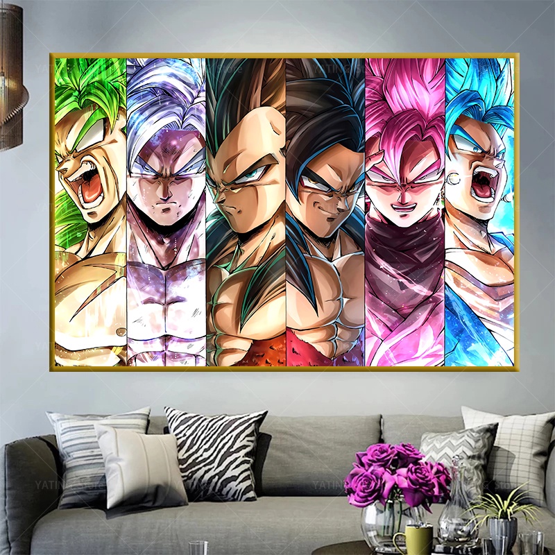 Bộ Tranh Sơn Dầu Họa Tiết Hoạt Hình Dragon Ball Độc Đáo Trang Trí Nhà Cửa