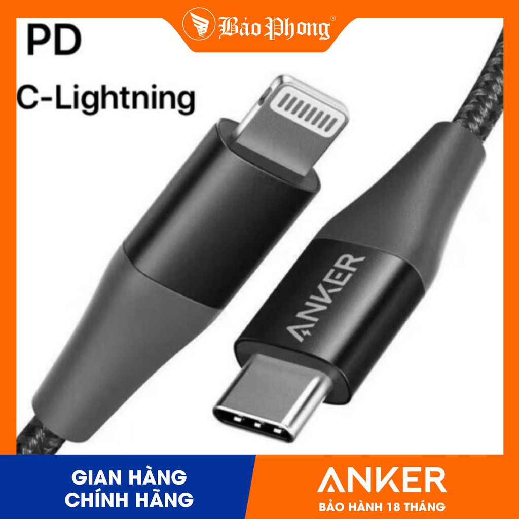 Dây Cáp PD ANKER A8652 PowerLine + II type C to Lightning Dài 0.9m USA