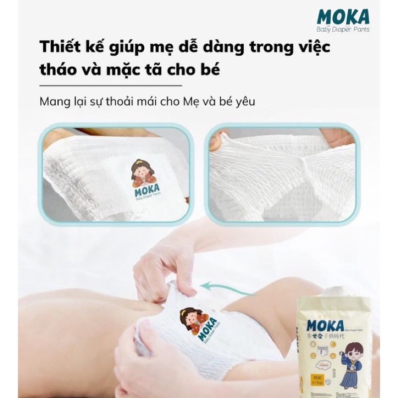 Tả/bĩm quần/dán Moka S/M/L/XL/XXL/3XL50 miếng bỉm Nhật