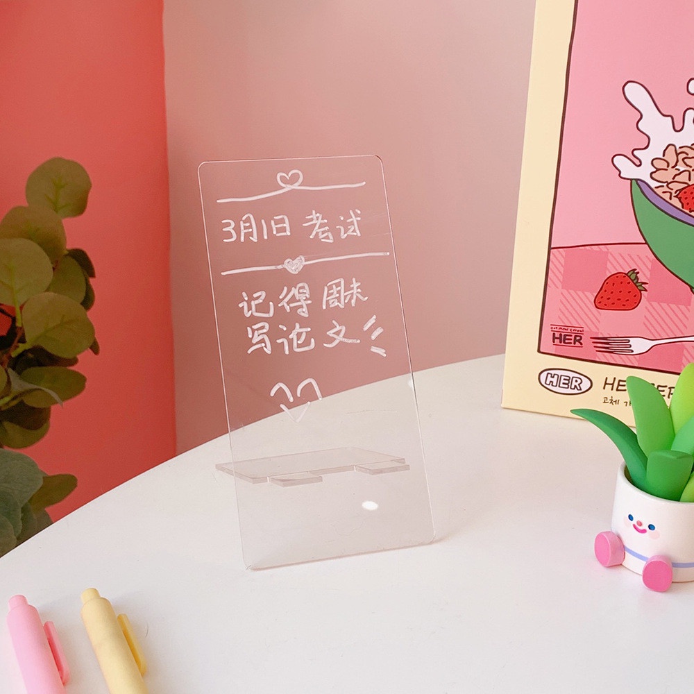 Cod Qipin Mini Portable Acrylic Note Board Erasable Transparent Message Board Student Stationery
