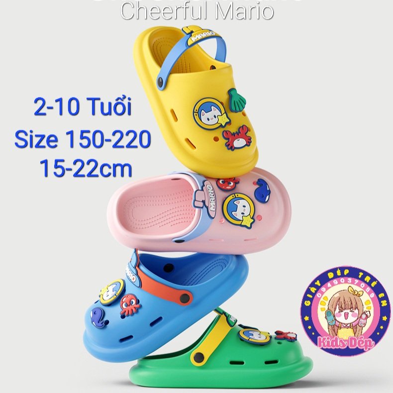 Dép sục cross XQ-7701 CHEERFUL MARIO 2022 cho bé trai bé gái 2-10 tuổi