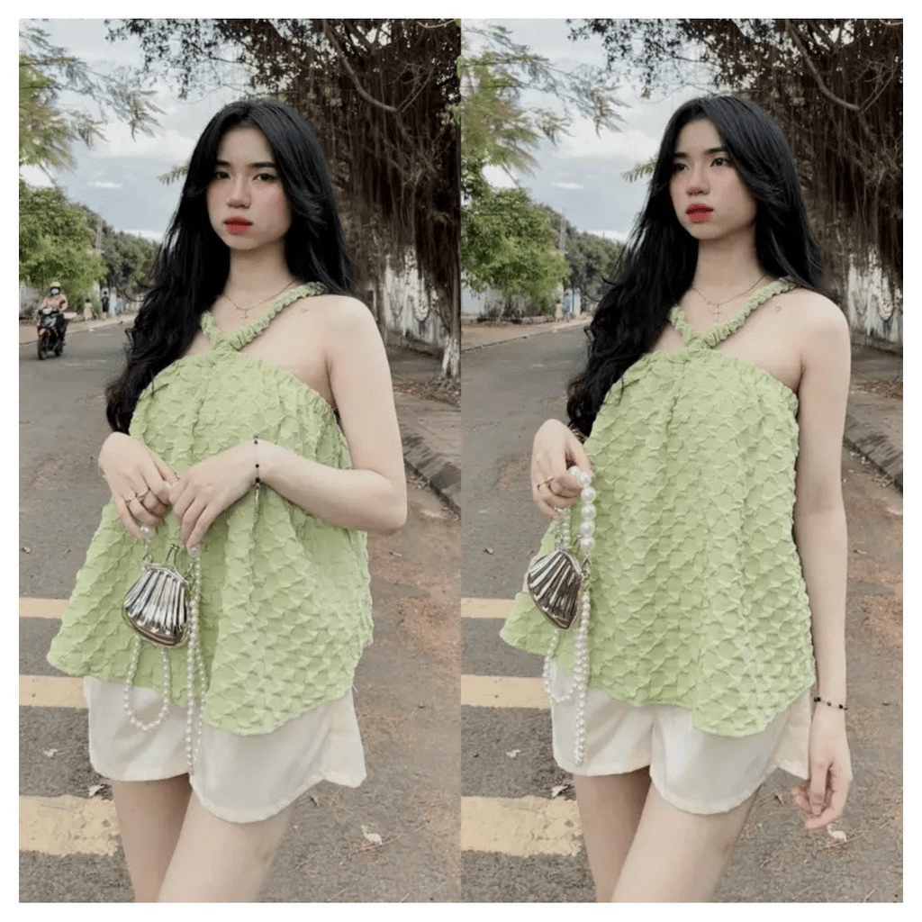 Sét Bộ 2 Món Áo Dây Baby Doll Kèm Quần Đùi Siêu Xinh Chất Đũi Xốp Mặc Đẹp Tôn Dáng [NEW UNISEX]