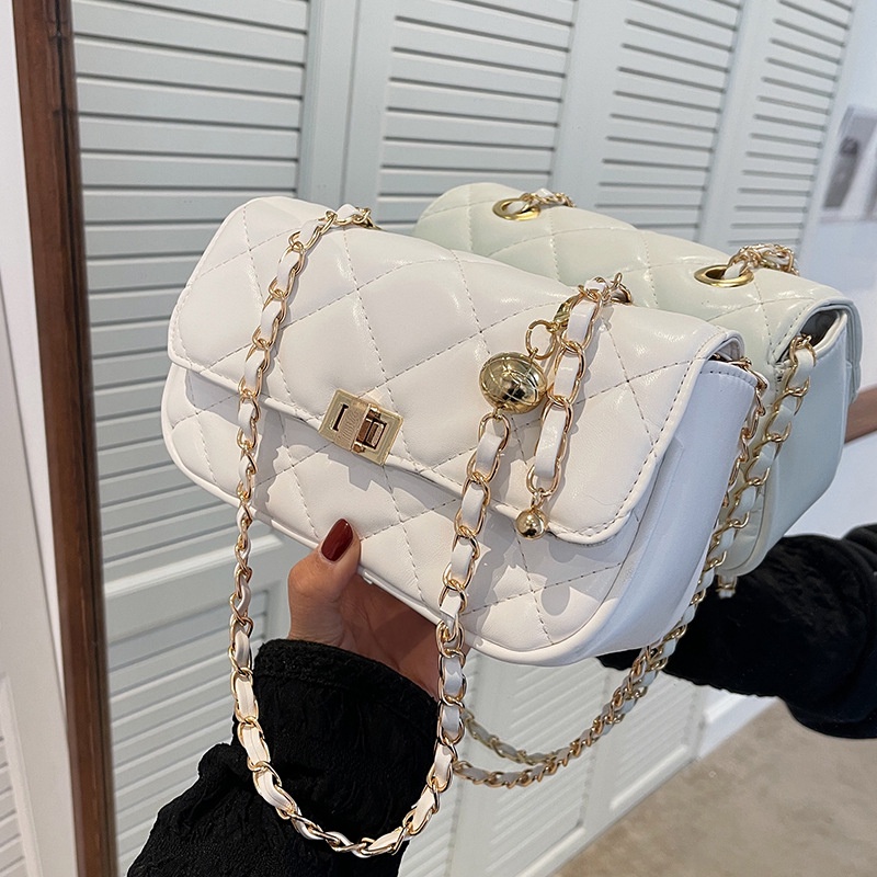 Túi Đeo Chéo Dáng Vuông Nhỏ Phối Dây Xích Thời Trang Mùa Hè Mới 2022 Cho Nữ