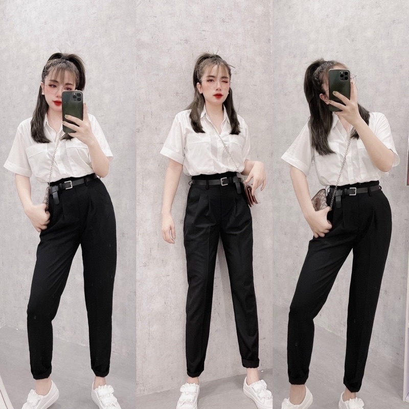 QUẦN BAGGY VẢI, QUẦN TÂY KÈM ĐAI CHẤT ĐẸP MS15090