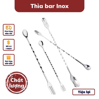 Thìa Bar pha chế 32cm cao cấp thìa inox khuấy hai đầu siêu bền cho quầy Bar dụng cụ pha chế chuyên dụng 26-32cm