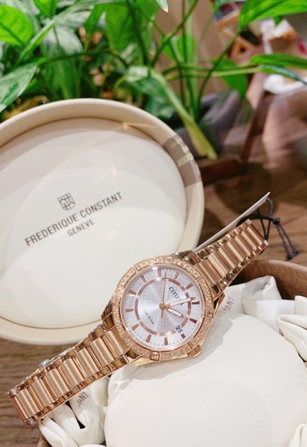 Đồng hồ Citizen FE6063-53A 34mm, máy Eco Drive năng lượng mặt trời, đính kim cương, dây kim loại màu Rose Gold