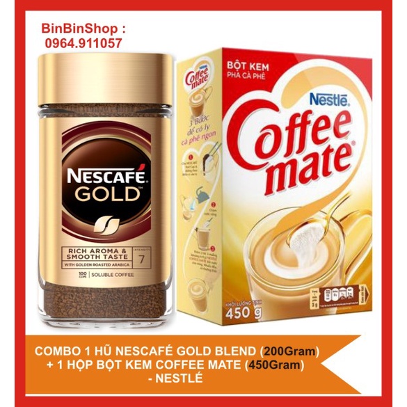 Combo 1 hộp bột kem pha café Coffee Mate (450g) + 1 hũ cà phê hoà tan Nescafé Arabica Gold Blend (200g) - Nestlé