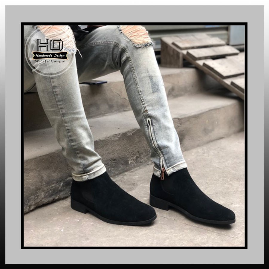 Giày thời trang nam phong cách Chelsea Boots chất liệu da lộn màu đen | BigBuy360 - bigbuy360.vn