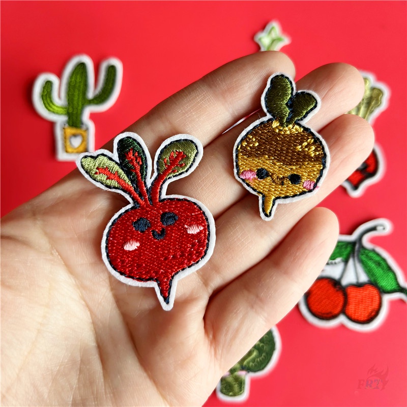 ☸ Miếng Dán Ủi Hình Rau Củ Quả ☸ 1 Miếng Dán Patch DIY Hình Cà Rốt, Cherry Broccoli Cabbage