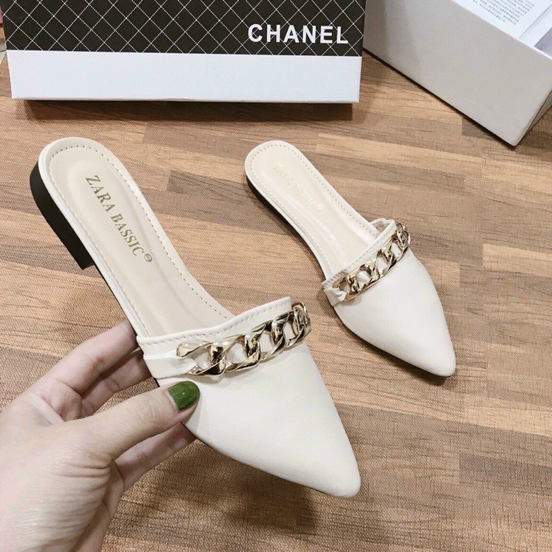 (sẵn)Dép nữ- sục nữ da mềm êm chân gắn xích siêu xinh