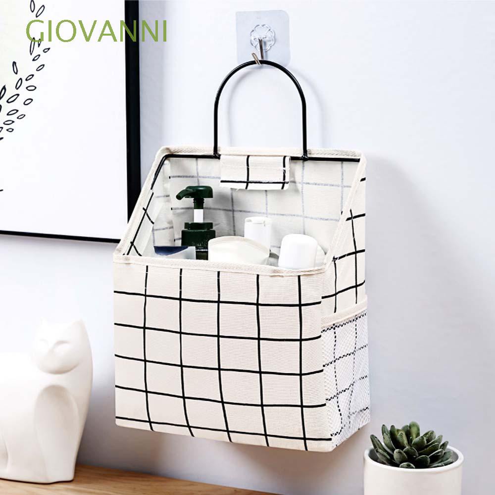 GIOVANNI Multi-Purpose Hanging Storage Bag Lattice Bedside Storage Hanging Pocket With Hook Container Organization 1Pc for Phone Book Magazine Room Home Storage