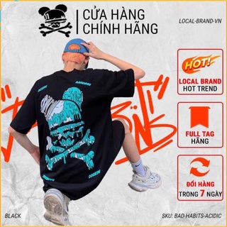 Áo thun Bad Habits Acidic tay lỡ form rộng vải Cotton, T-Shirt Bad Habits Acidic Unisex