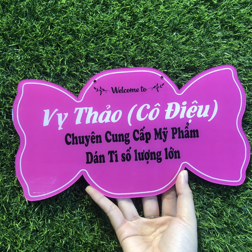 Bảng hiệu mica trang trí - Thiết kế hình kẹo xinh xắn - in tên shop theo yêu cầu