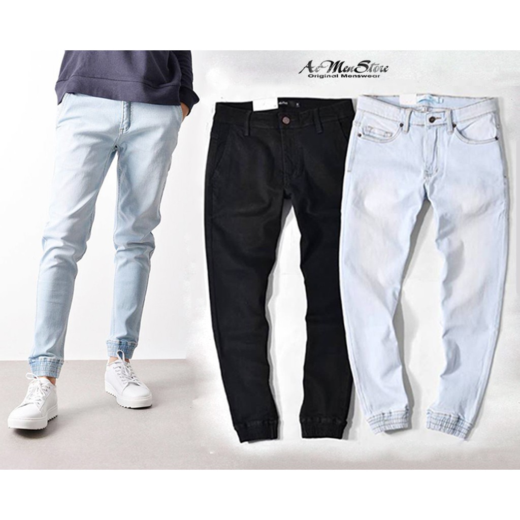 Quần jean nam jogger xanh nhạt, quần jean nam jogger đen hàng cao cấp của Routine