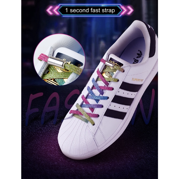 Dây Giày Không Cần Buộc Bằng Kim Loại Nhiều Màu Sắc Cho Trẻ Em Và Người Lớn