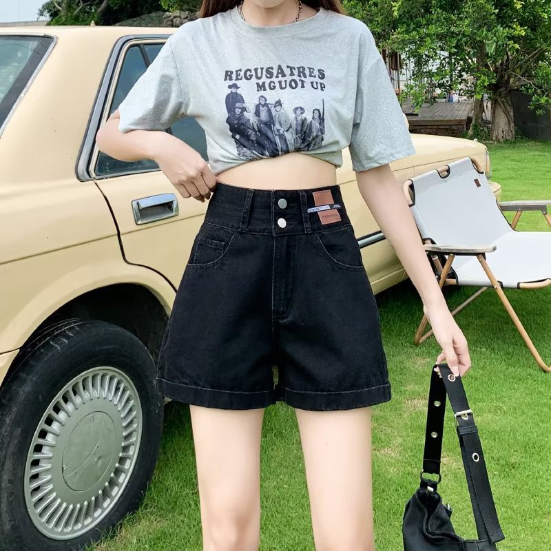 Quần Short Denim Lưng Cao Ống Rộng Thời Trang Mùa Hè Hàn Quốc Dành Cho Nữ