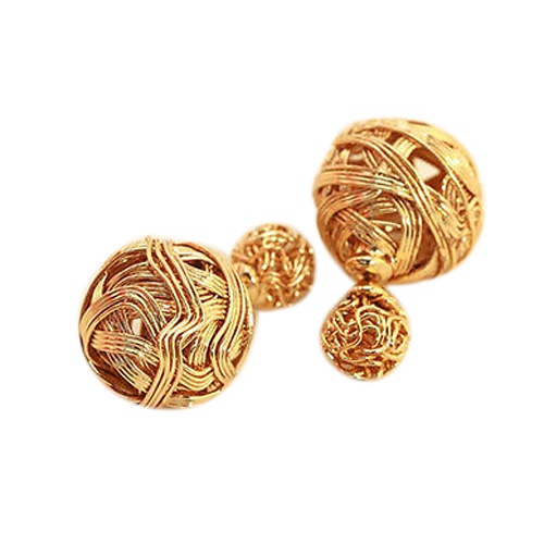 Cặp khuyên tai thiết kế 2 đầu hình quả bóng độc đáo sang trọng dành cho nữ