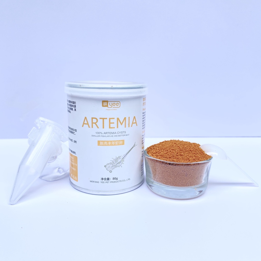 Artemia tách vỏ sấy khô YEE lon 150ml (80g) ( tặng kèm ống artemia nhỏ giọt)