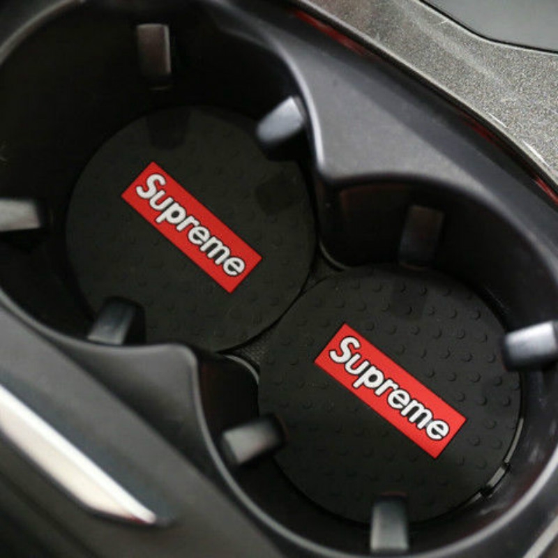 Đệm Cao Su Mềm Lót Cốc Nước Hình Tròn In Chữ Supreme Chống Trượt Đa Năng Cho Xe Hơi