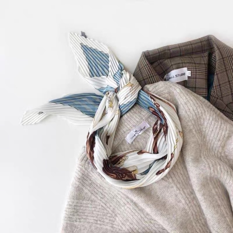 Khăn lụa xếp li size 35x99cm choàng cổ thanh lịch sang trọng