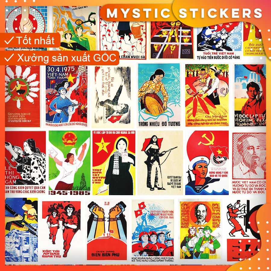[TRANH CỔ ĐỘNG VN] 70 Sticker chống nước/ trang trí ,dán xe laptop mũ bảo hiểm vali...