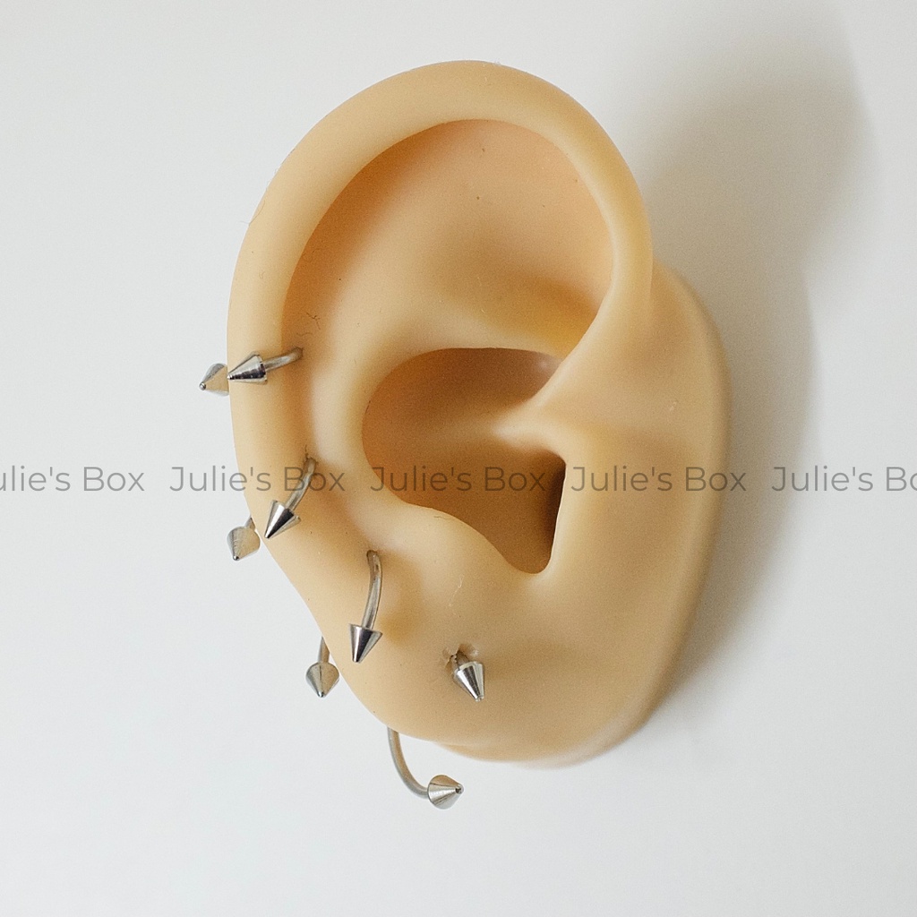 [1 Chiếc] Khuyên Tai Titan Unisex Chữ U Đầu Nhọn Màu Bạc Không Gỉ Sét Không Ngứa Bông Tai Julies Box 66