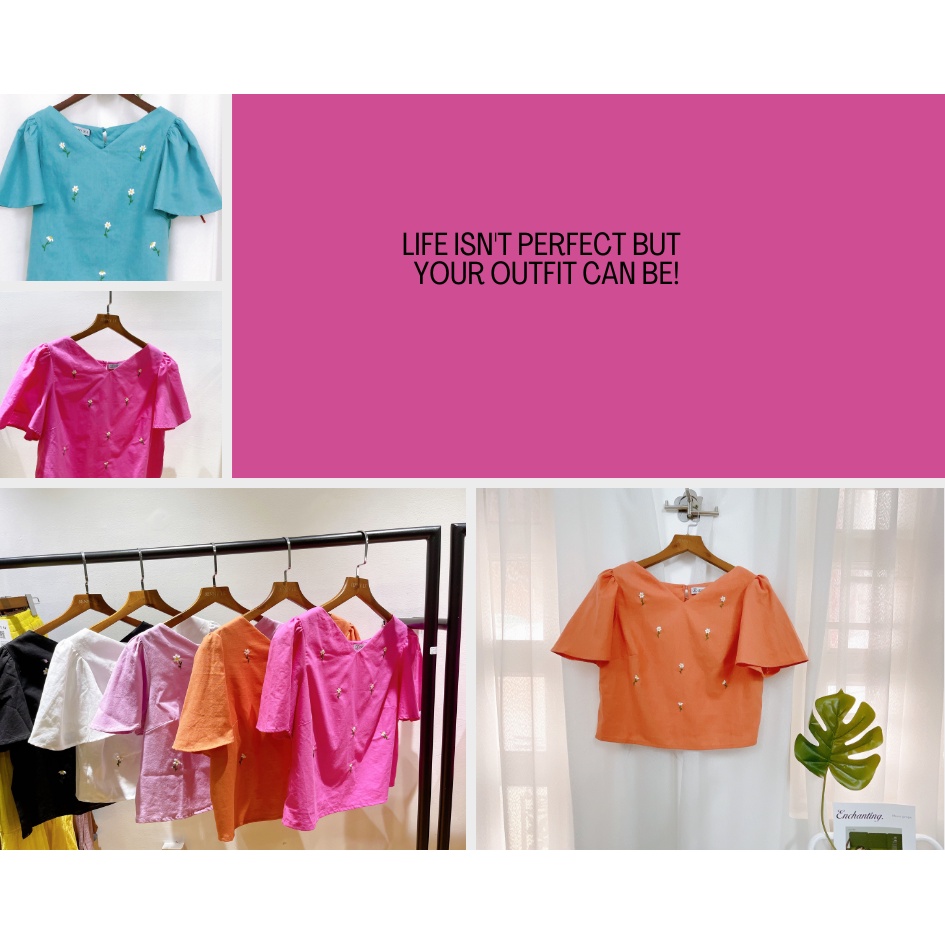 Jenny Le - Áo linen thêu tay cúc họa mi Daisy Top JL119