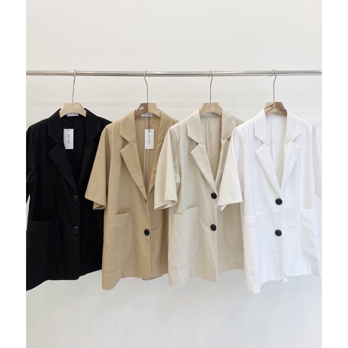 Áo khoác blazer ngắn tay chất linen thiết kế Ma Vie | BigBuy360 - bigbuy360.vn