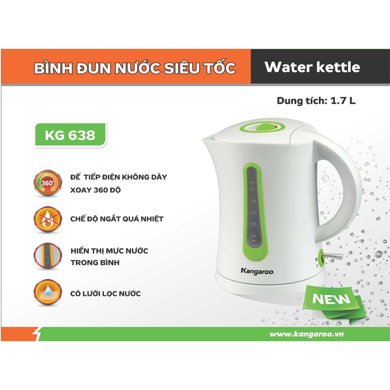 Bình đun nước siêu tốKG638c Kangaroo