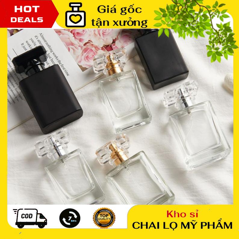 Lọ Chiết Nước Hoa ❤ GIÁ TẬN GỐC ❤ Lọ chiết nước hoa 30ml 50ml hcn Nắp Trong đựng dầu thơm, phụ kiện du lịch