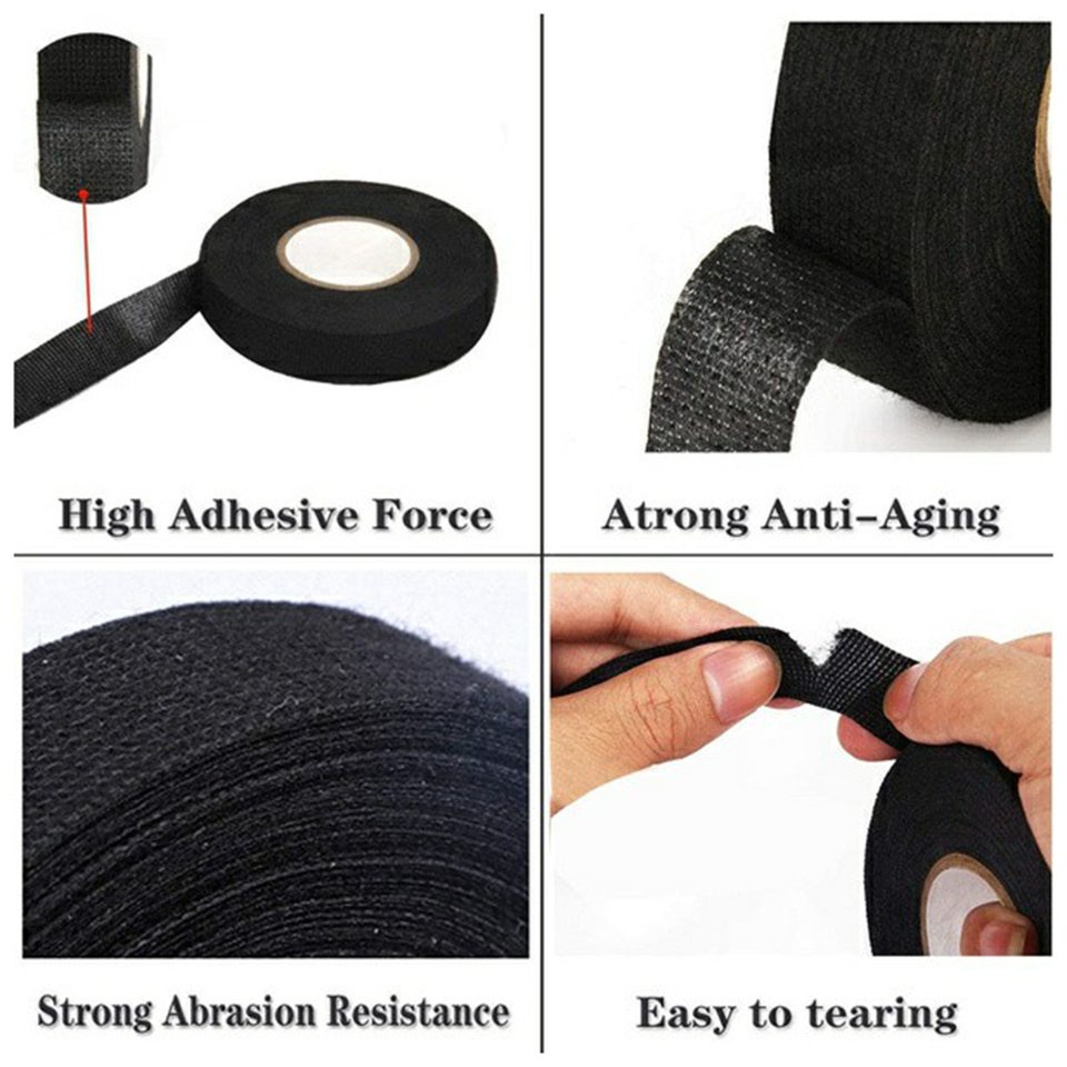 Cuộn băng keo điện bằng vải chống cháy chịu nhiệt dài 15m cho xe hơi 12-09