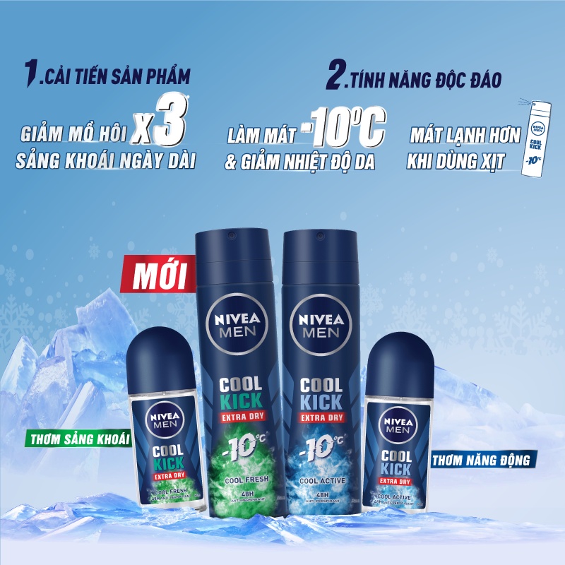 Xịt ngăn mùi Nivea Men mát lạnh Cool Kick 150ml - 82883 (bao bì mới)