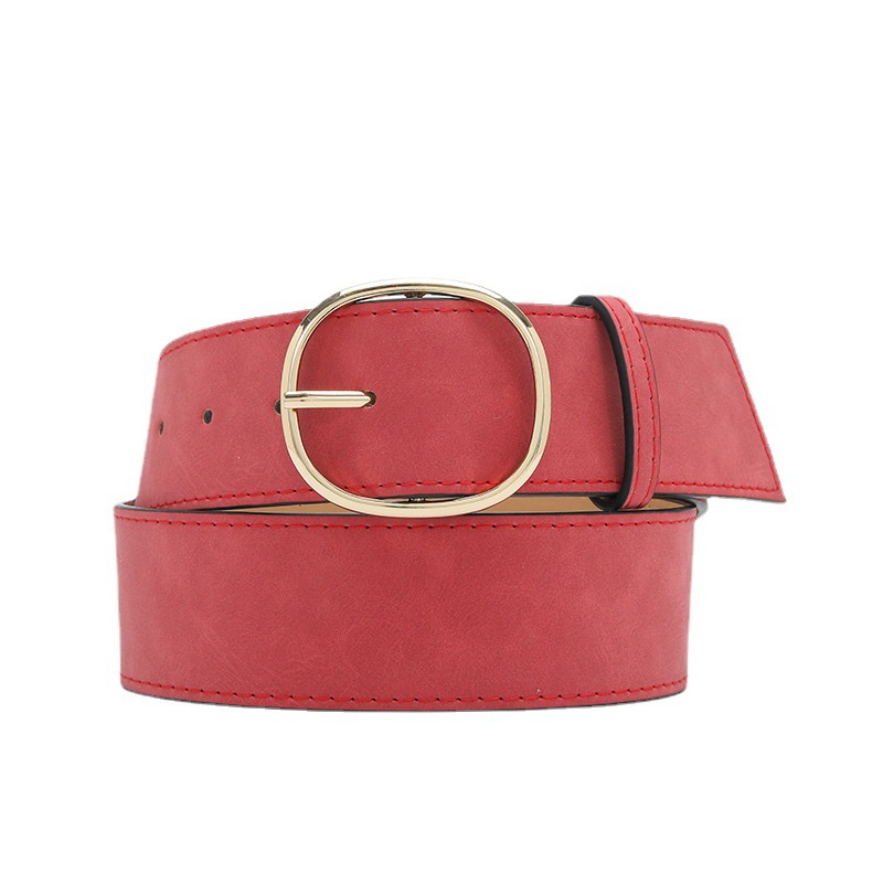 Thắt Lưng Nữ Khóa Oval Màu Vàng Phong Cách Hàn Quốc