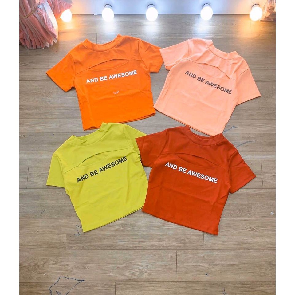 Áo thun croptop ôm body ngắn, khoét hở ngực Be Awesome, thun co giãn tốt, mềm mịn, áo kiểu crt hotgirl sexy CRON 100 -5B
