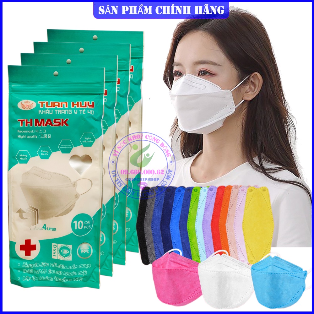 [Túi 10C] Khẩu Trang Y Tế 4D Mask 4 lớp kháng khuẩn chống bụi mịn 3D 5D 3M N95 KN95 Land Cao Cấp Tuấn Huy DC XL CT KF94.