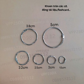 10 cái khoen tròn-flashcard-khoen tài liệu đủ loại kích thước mạ inox không rỉ.