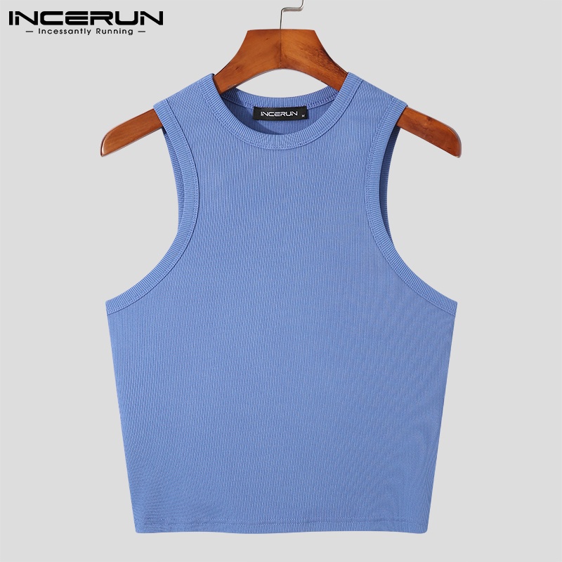 Áo thun INCERUN không tay màu trơn 3 màu tùy chọn thoải mái cho nam