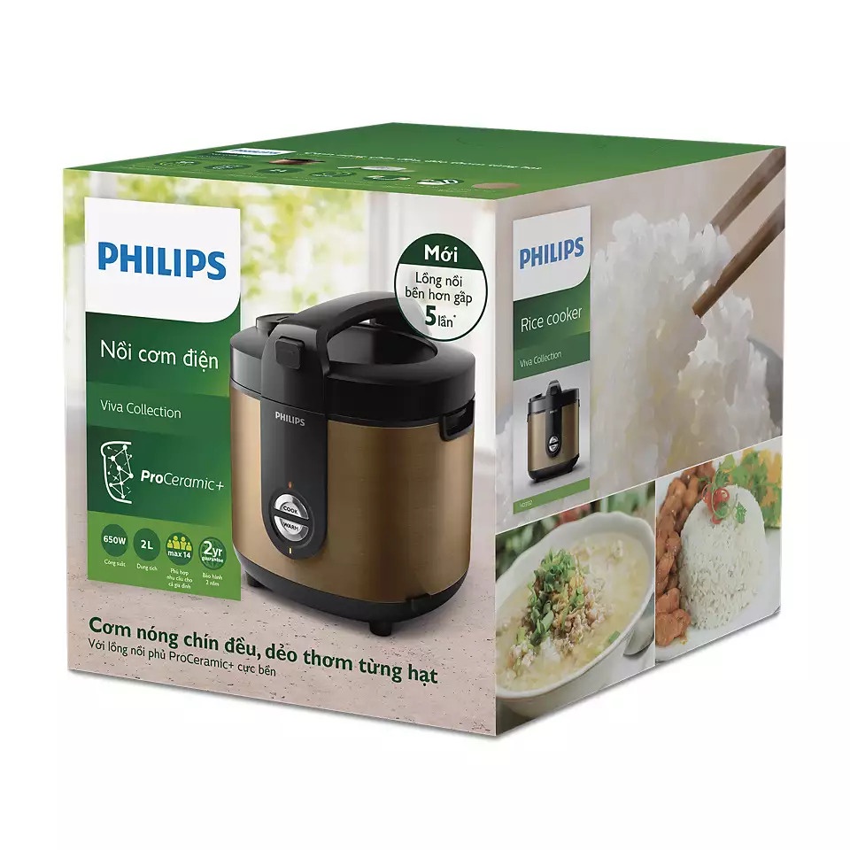 NỒI CƠM ĐIỆN PHILIPS HD3132/68 Công suất: 650 W Dung tích nồi: 2 lít Khối lượng: 3.8 kg