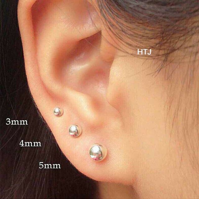 Bông tai nụ chấm tròn bạc ta