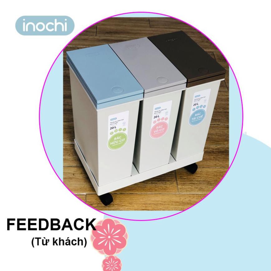 Thùng rác thông minh HIRO INOCHI 3 Ngăn bấm nút tự động mở nắp phân loại rác cho phòng khách, phòng ngủ,vệ sinh RAPL.003