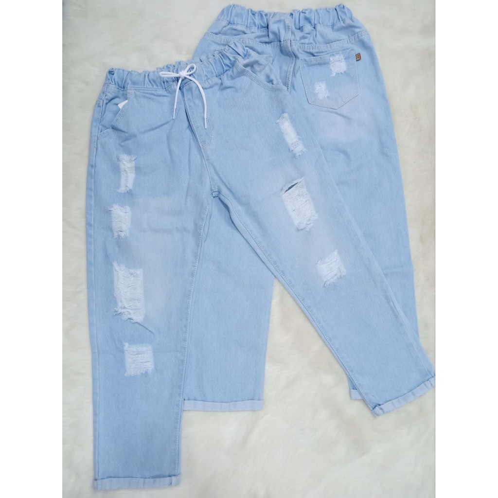 Quần Baggy Jean Nữ Lưng Thun Có Hàng Bigsize