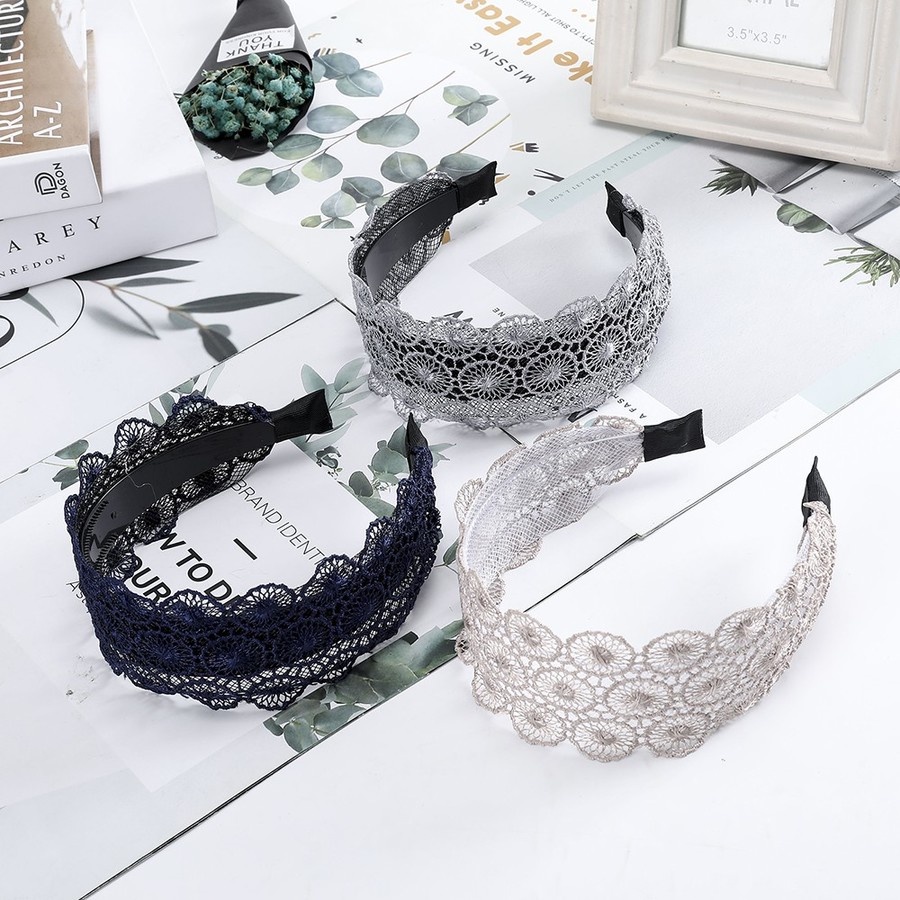 Băng đô cài tóc bản rộng phối lưới phong cách Hàn Quốc thời trang dành cho nữ