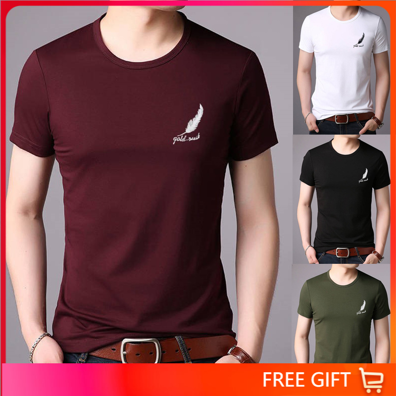 Comfortable Plain Breathable T-shirt Men's High Quality Polyester Fiber Short Sleeve T-shirt