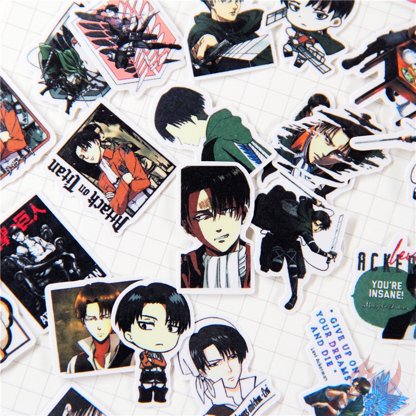 ★★★ Levi·Ackerman Q-2 Attack on Titan Mini Diary Manual Stickers ★★★ 50pcs/set DIY Fashion Album Decor Stickers（Size：2~3cm）