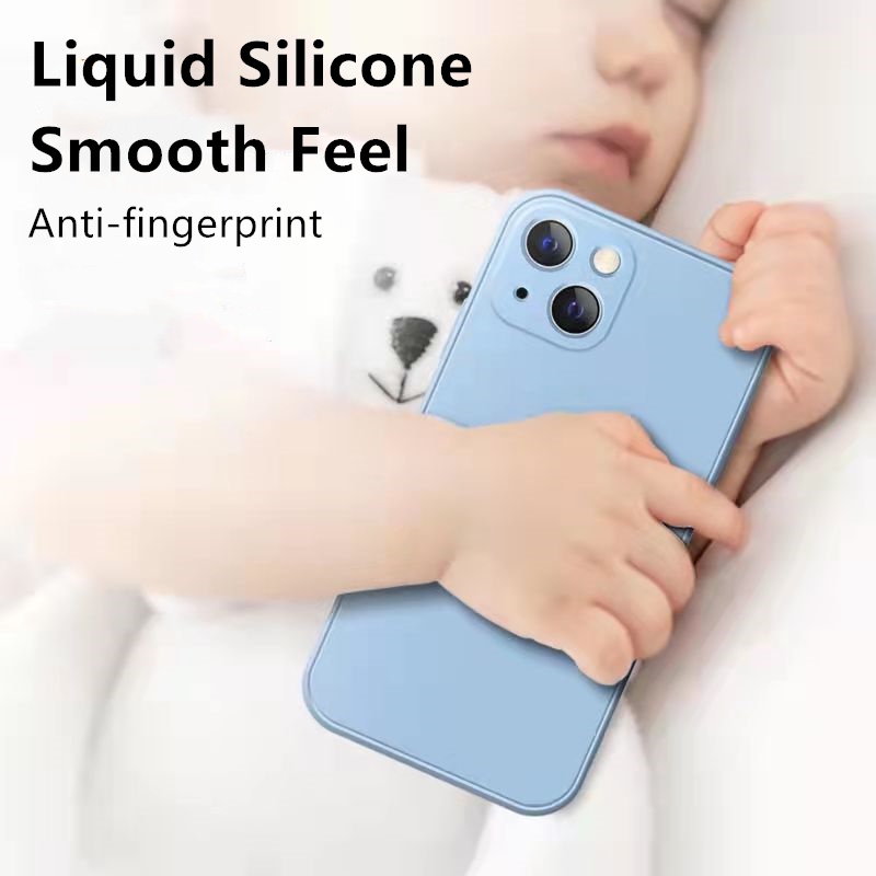 Ốp lưng Silicon Dạng Vuông Màu Trơn Dễ Thương Cho iPhone 13 12 11 Pro MAX XS MAX XR X 7 8 Plus
