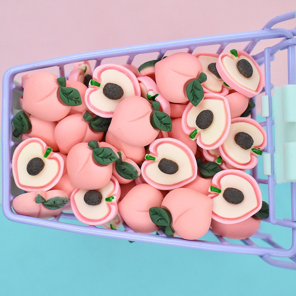 10 quả đào bằng nhựa resin dễ thương trang trí điện thoại đa năng