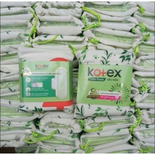 Băng vệ sinh Kotex Thảo Dược Siêu Mềm Có Cánh Kèm Túi Vải Xinh