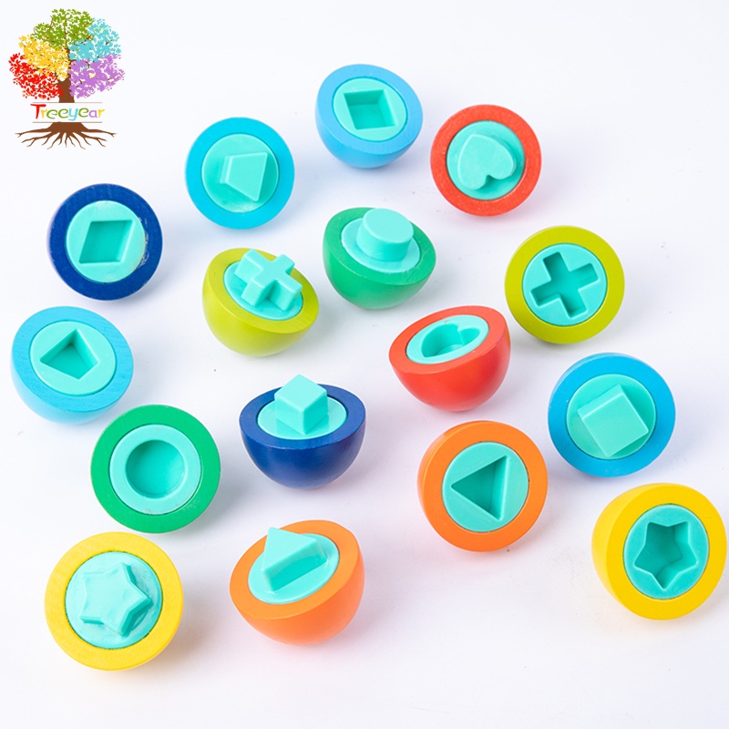 Set 8 quả trứng đồ chơi Treeyear nhận biết màu sắc và hình dạng giáo dục sớm cho bé